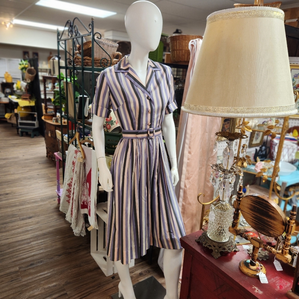 Vintage Striped Cotton Dress